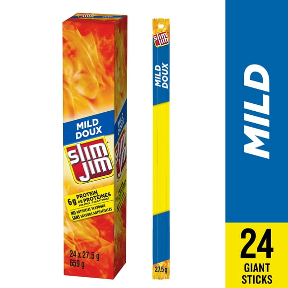 Slim Jim Bâtonnet Géant Doux, 6 g de Protéines, Sans Saveurs Artificielles, 27.5g