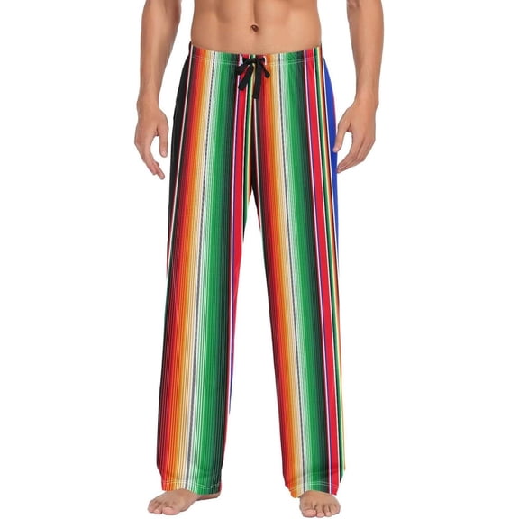 GZHJMY Mexican Serape Pajama Pants for Men, Lounge Pants Lightweight Men Pajama Bottoms with Drawstring Pockets, Christmas New Year Birthday Gifts, Large