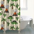 thumbnail image 4 of Beige Cartoon Dinosaurs Volcanoes Cacti Pattern Shower Curtain 84"x72" ,Bathroom Decorative Shower Curtains Set with 12 Hooks,Modern Waterproof Washable Shower Curtain, 4 of 6