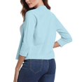 thumbnail image 4 of CIENVNSTG Women's Cardigan Sweater 3/4 Sleeve Open Front Cropped Sweater Lightweight Elegant Shrugs for Dress Light Blue S, 4 of 5