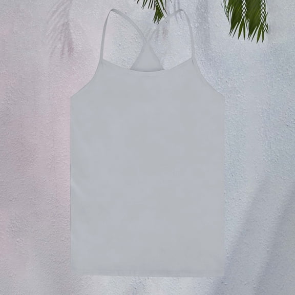UACY Girls Summer Tank Tops Sleeveless Spaghetti Strap Racerback Camisole Kids Cotton Lightweight Beach Vacation Blouses (Grey, 9-10 Years)
