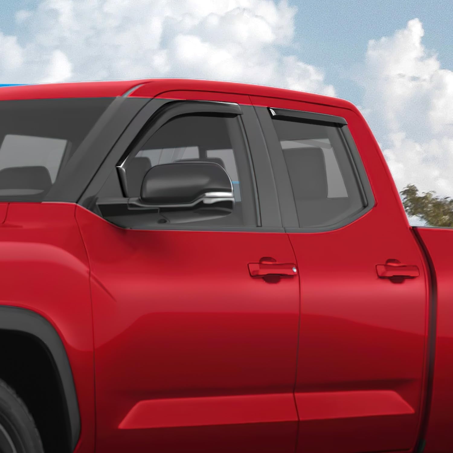 Nilight in Channel Window Deflectors for Toyota Tundra 2022 2023 2024 2025 Double Cab Vent Window Visors, Rain Guards-4PCS