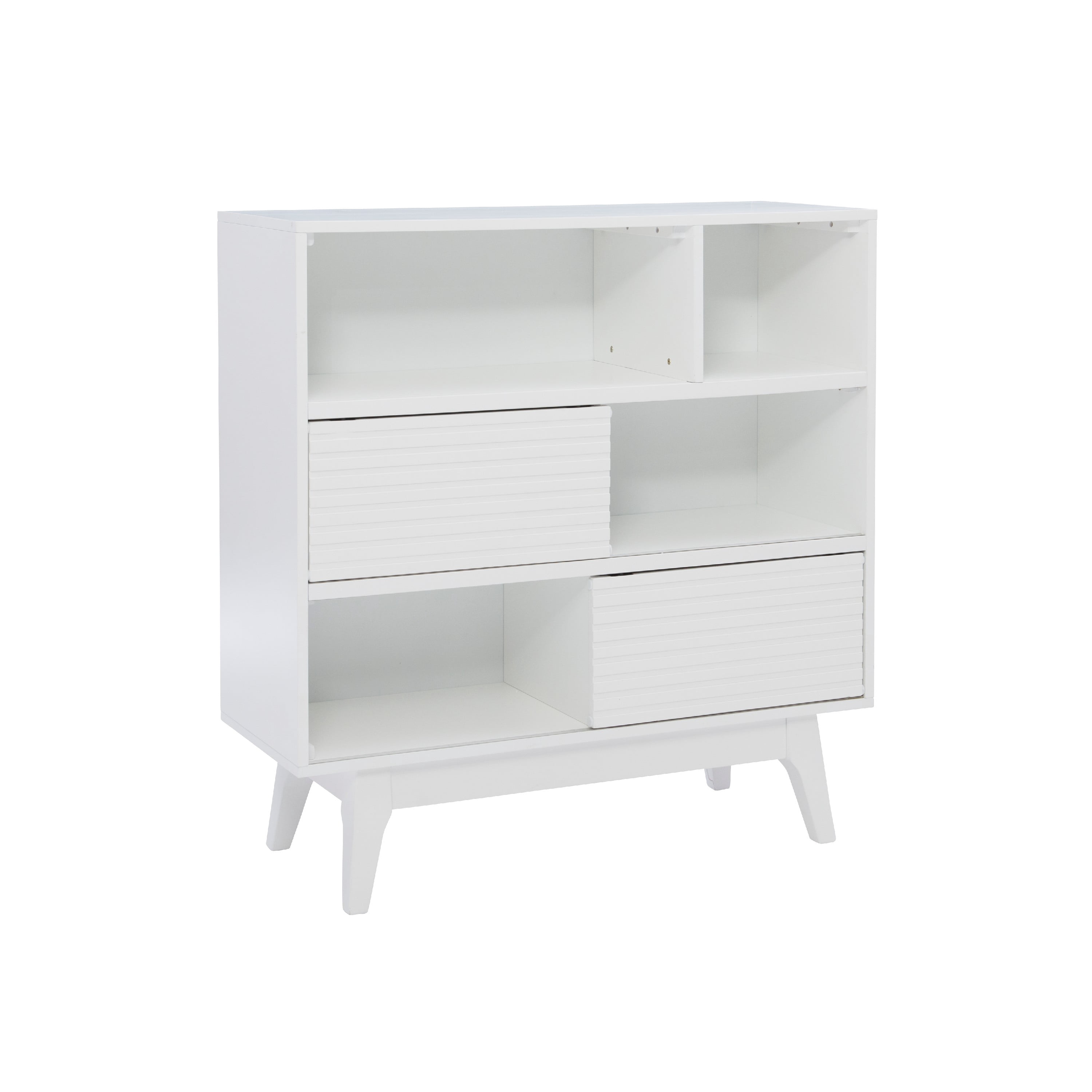 Powell Nixon 3-Shelf Bookcase with 2 Sliding Door Panels, Pure White
