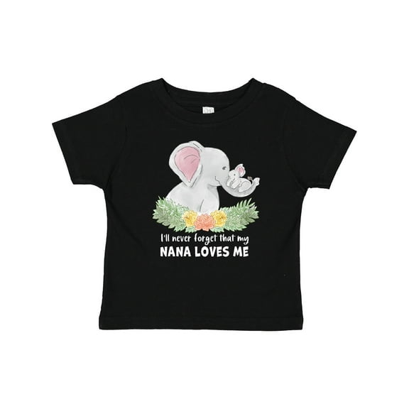 Inktastic I'll Never Forget That My Nana Loves Me with Cute Elephants Boys or Girls Baby T-Shirt