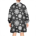 thumbnail image 2 of Wearable Oversized Blanket,Black Christmas Snowflake Pattern Wearable Blanket Hoodie for Adults,Cozy Hooded Blankets with Super Pockets,Super Warm Fuzzy Pullover for Women & Men, 2 of 6