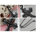 thumbnail image 4 of Silvery Tone Religious Cross Pendant Necklace w/Black Or Clear Crystal Rhinestones, 4 of 5