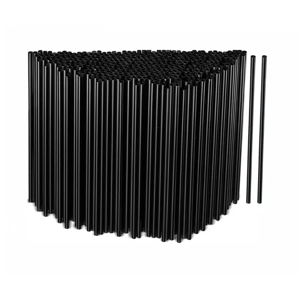 Pack of 400 Plastic Straws, Reusable Drinking Straws, Black, 21cm