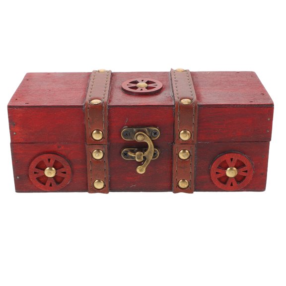 LOLIPPYY Handmade Dark Red Walnut Wood Box Vintage Decorative Jewelry Storage