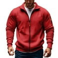 thumbnail image 2 of Fleece Jackets for Men Winter Coat for Men Men's Solid Color Long Sleeved Stand-up Collar Zipper Fleece Thick Pocket Jacket, S-3XL, 2 of 5