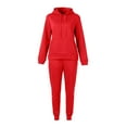 thumbnail image 6 of Two Piece Outfits For Women Casual Long Sleeve Hoodie Sweatshirts Jogger Sweatpants Tracksuit Sweatsuit Lounge Sets Red XL, 6 of 7