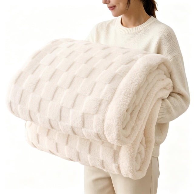 Manta de forro polar Sherpa de Gracelife, franela, color blanco roto, 150 x 200 cm