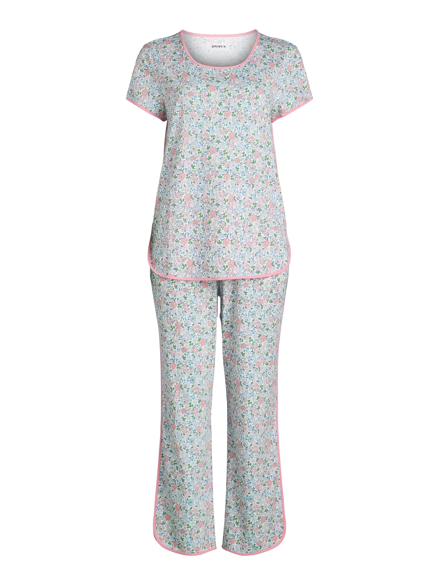 Joyspun Women's and Women’s Plus Lightweight Sleep Tee and Pants Set, 2-Piece, Sizes XS to 3X