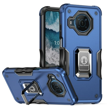 TJS for Nokia X100 5G Phone Case, [Military Grade] Heavy Duty Protective Cover, Magnetic Support Ring Kickstand Phone Case for Nokia X100 (Blue)