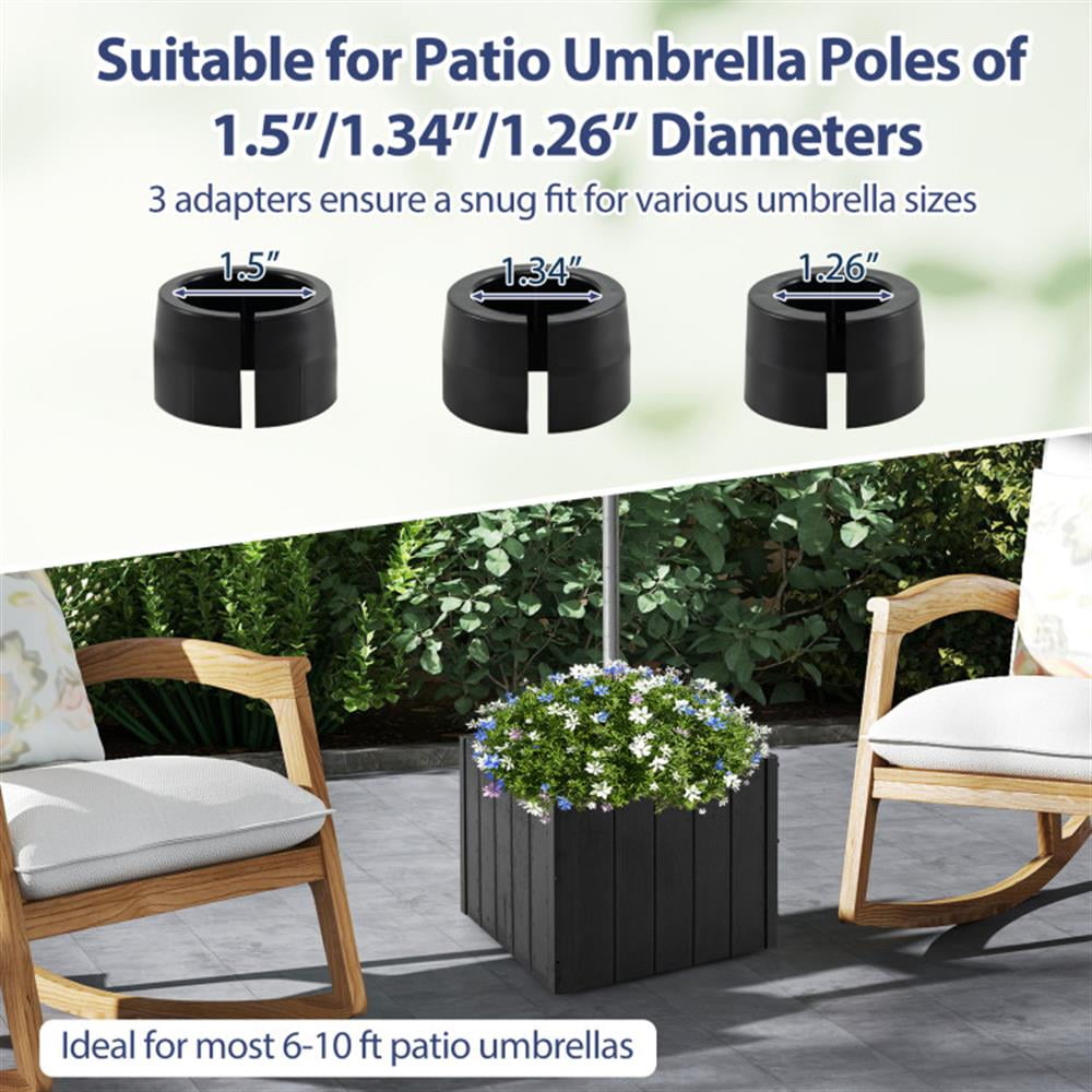 Spaco 2-in-1 Outdoor Umbrella Base Planter Patio Umbrella Stand with Flower Box, Outdoor Umbrella Stand, Patio Umbrella Stands & Bases, Deck Umbrella Stand-Black
