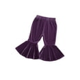 thumbnail image 6 of Gureui Toddler Infant Baby Girls Autumn Velvet Flare Pants,Casual Solid Color Elastic High Waist Trousers Vintage Winter Warm Sweatpants, 6 of 6