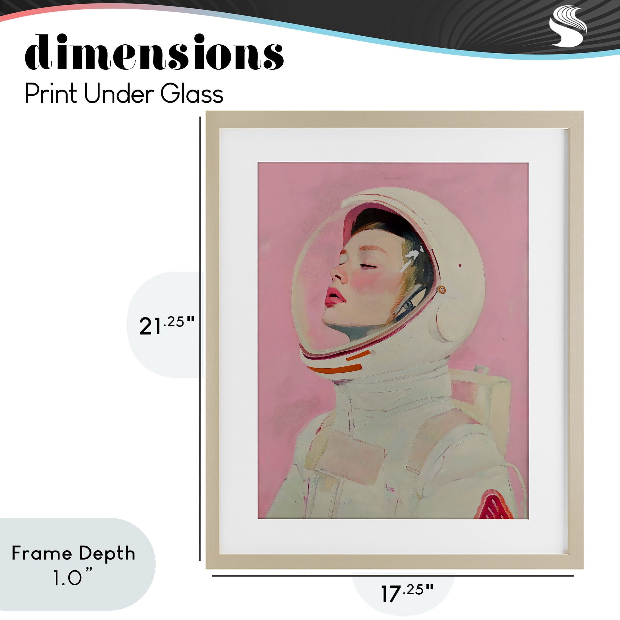 Stupell Industries Pink Astronaut Girl Birch Framed Print Under Glass, design by The Prints Vibe