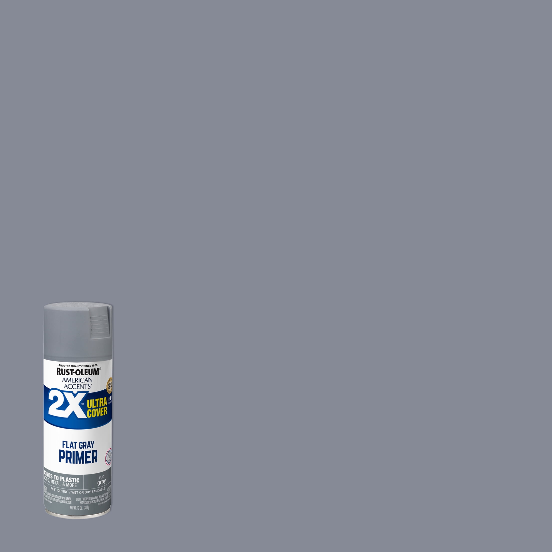 Gray Primer, Rust-Oleum American Accents 2X Ultra Cover Flat Spray Paint- 12 oz
