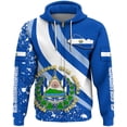 thumbnail image 2 of Nueva sudadera con capucha unisex de gran tamaño con estampado 3D de la bandera del emblema de El Salvador, con cremallera, ropa de calle informal, 2 of 4