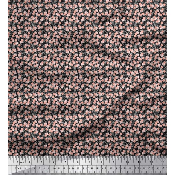 Soimoi Poly Georgette Fabric Leaves & Floral Shirting Decor Fabric Printed Yard 52 Inch Wide