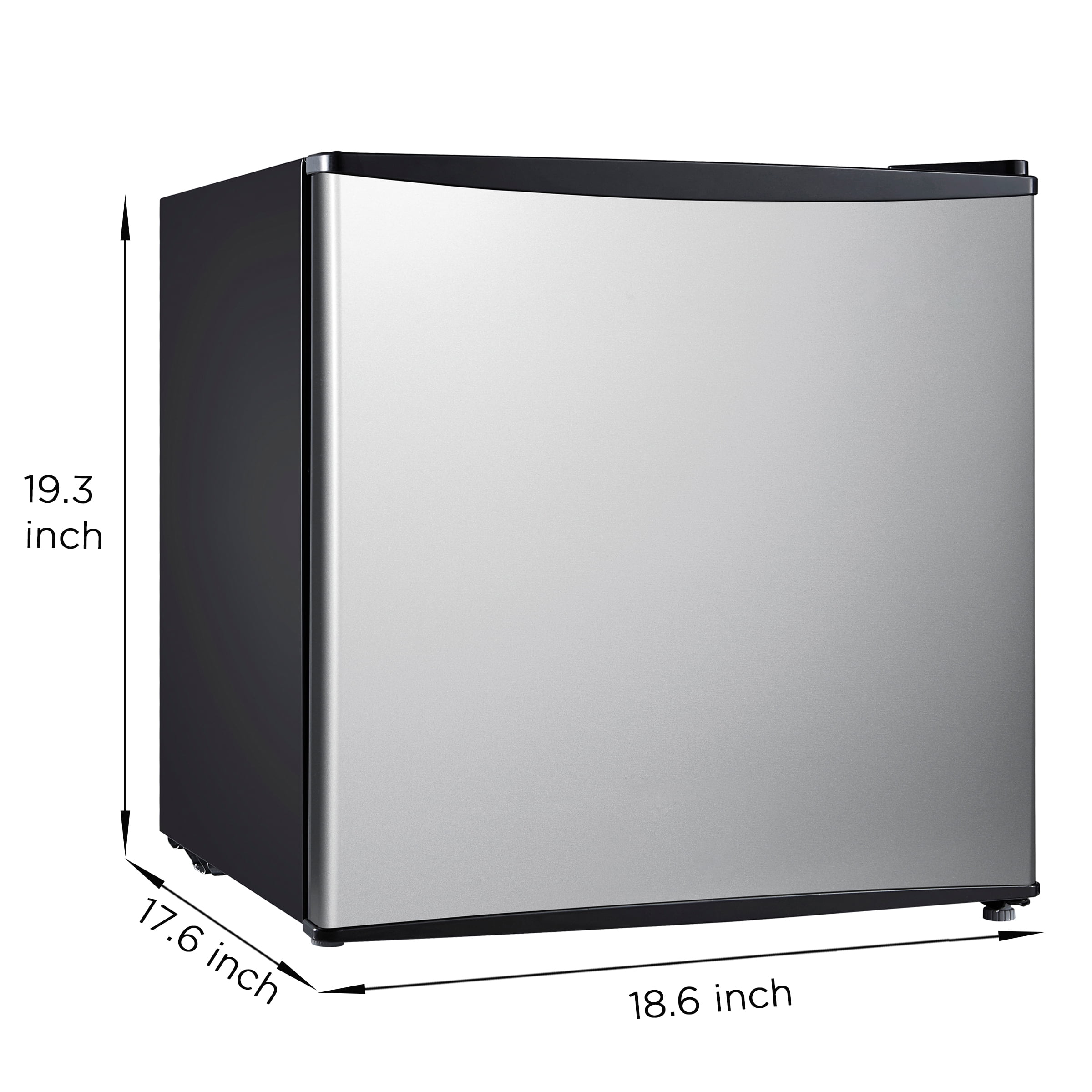 Mainstays 1.7 Cu Ft Compact Mini Refrigerator, Stainless Steel Look, Single Door Small Fridge for Dorm Room, Bedroom & Office