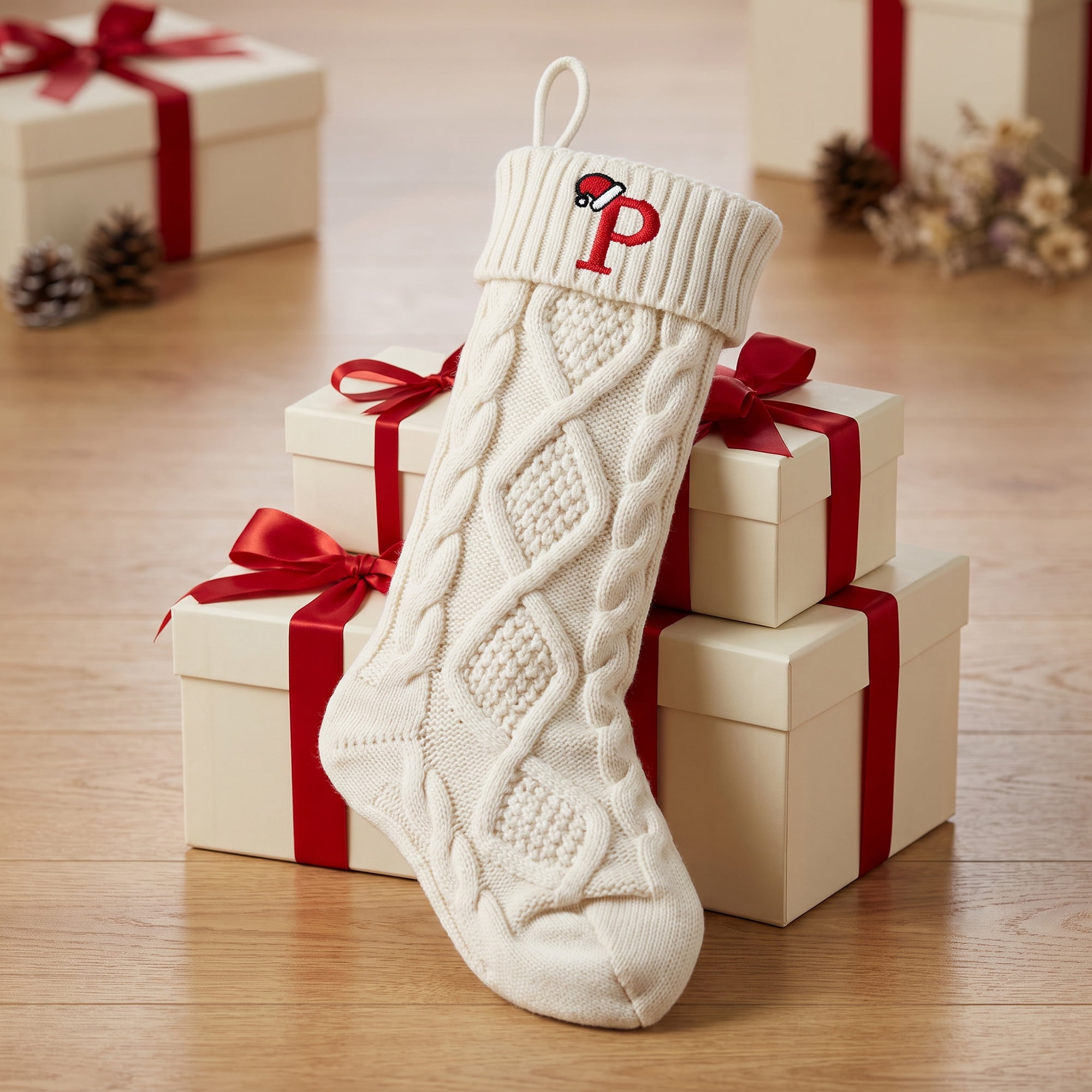 Unique Bargains Canine Bone Christmas Stocking Luxury Puppy Holiday Keepsake Sack Letter P 17"