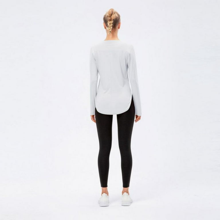 Female Yoga Clothing Fork Long Sleeve Sunscreen Sportswear UV Anti-UV  Jogging Fitness Loose T-shirt 