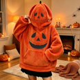 thumbnail image 2 of Zylarhe Halloween Sweatshirts for Kids Halloween Pumpkin Hooded Sweatshirt with Pumpkin Design Cozy Lined Hoodie Orange 4-5 Years, 2 of 4