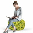 thumbnail image 2 of Botanical Pouf Cover with Zipper, Watercolor Pattern with Wild Spring Garden Leafy Flowers, Soft Decorative Fabric Unstuffed Case, 30" W X 17.3" L, Yellow Dark Teal, by Ambesonne, 2 of 5
