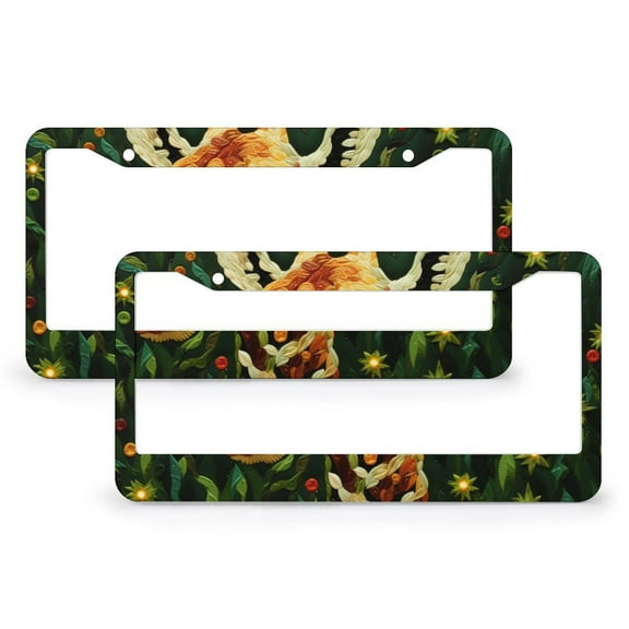 2 Pieces Christmas Giraffe License Plate Frames Giraffe Gifts License Plate Cover License Plate Novelty License Plate Frame Aluminum Metal 2 Hole for Women Men Auto Decoration Hardware