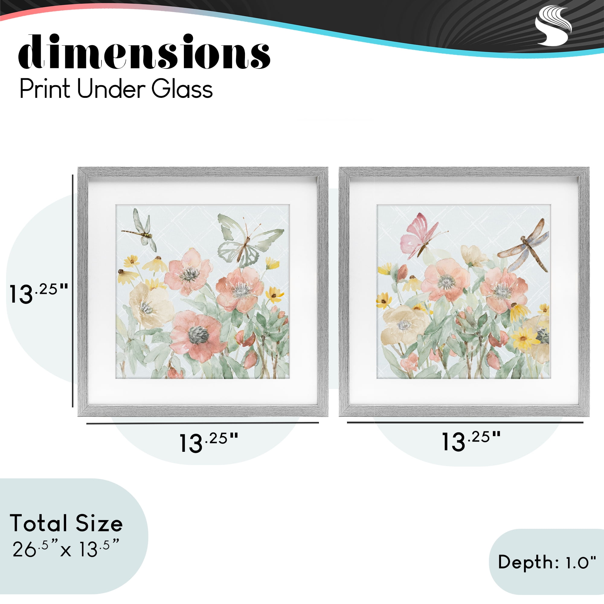 Stupell Industries Delicate Garden Joy 2 Piece Gray Framed Print Under Glass Set, design by Lanie Loreth