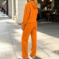 thumbnail image 4 of Domzest Womens Zip Up Hoodies Sweatsuits Long Sleeve Full-zip Hooded Sweatshirt & Wide Leg Sweatpants Fall Winter Athletic Tracksuits Orange M, 4 of 6