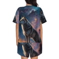 thumbnail image 6 of Daiia Night Sky Wolf Pattern Womens Pajama Sets Short Sleeve Pajamas for Women Sets Soft Lounge Sets Casual Round Neck Sleepwear PJS-Medium, 6 of 7