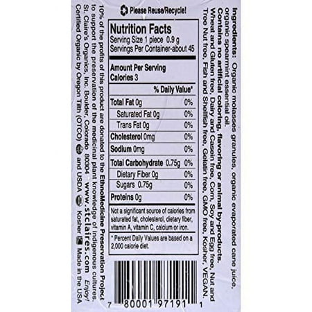 St Claire's Organic Spearmints Display Case - Case of 6 - 1.5 oz
