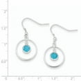 thumbnail image 2 of Beautiful Sterling Silver Circle Dangle Blue CZ Earrings, 2 of 2