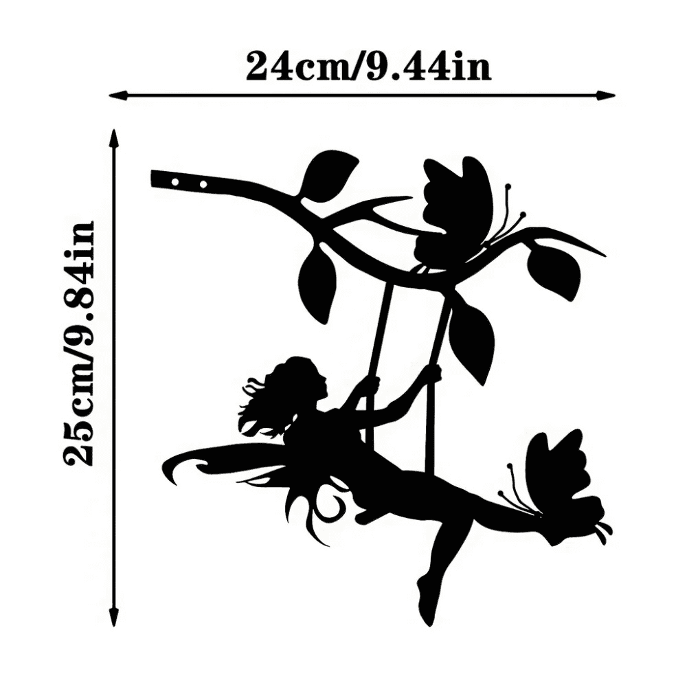 Spooky Halloween Metal Wall Decor Swinging Elf Silhouette Indoor Outdoor Garden Patio Gift