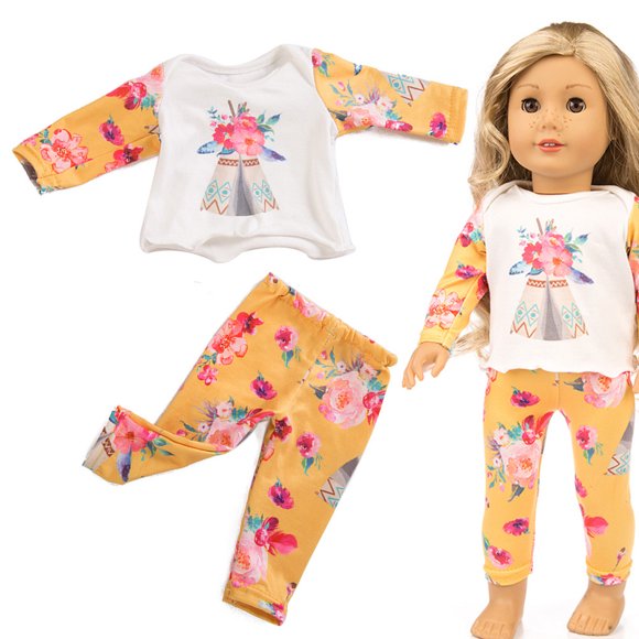 Riforla Beautiful Pajamas Clothes for 18 Inch American Doll Accessory Girl's Toy Education Yellow