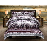 Unique Home 3 Piece Set Box Stitched Clearence White Mountain Wolf Prints 3d Comforter Set (Y08)(Queen)