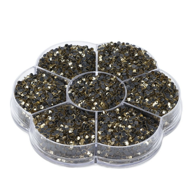 Fugacal Seven Colors Rhinestones,14400Pcs Flat Back Rhinestones Dazzling Colorful DIY Sturdy Iridescent Rhinestones Round Beads for Manicure Makeup,Iridescent Rhinestones Round Beads