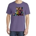 thumbnail image 2 of Wild Bobby,Colorful Rainbow Tiger Animal Lover Garment-Dyed Washed Look Short Sleeve Tees, Purple, 2XL, 2 of 3