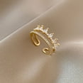 thumbnail image 3 of Women Adjustable White Gold Filled Copper Geometric Crown Ring Diamond Inlay Fashion Ring Korean Style Jewelry, 3 of 5
