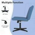 thumbnail image 3 of Home Office Chair Armless Criss Cross Legged Chair No Wheels, Wide Comfy Desk Chair Makeup Vanity Chair, Height Adjustable Swivel Fabric Computer Chair Task Chair, Blue, 3 of 7