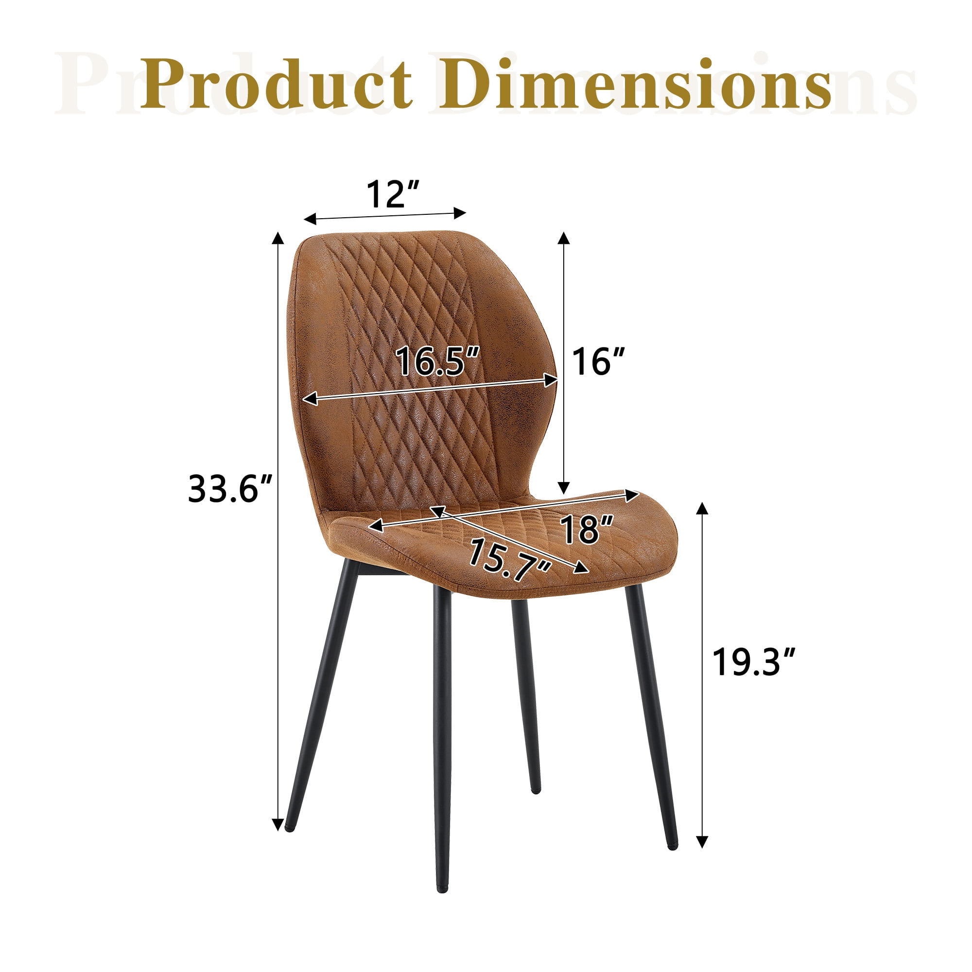 MOONMISS Dining Chairs Set of 4,Modern luxury Diamond-Quilted Technology Fabric chairs with black metal legs for Dining Room Living Room,Brown