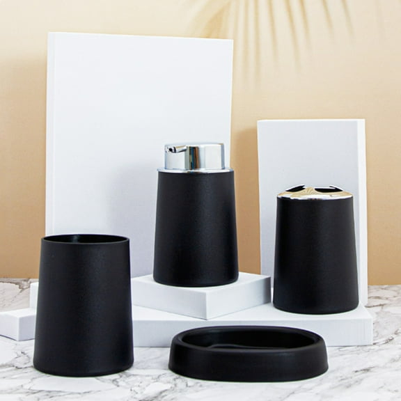 loopsun 4 Piece Bathroom Accessory Set With Soap Dispenser Pump,Toothbrush Holder,Tumbler And Soap Dish