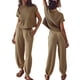 thumbnail image 5 of Lucakuins - Conjunto de pantalones para mujer, camiseta de manga corta con cuello redondo y pantalones largos, atuendo de verano Lucakuins  moda, 5 of 9