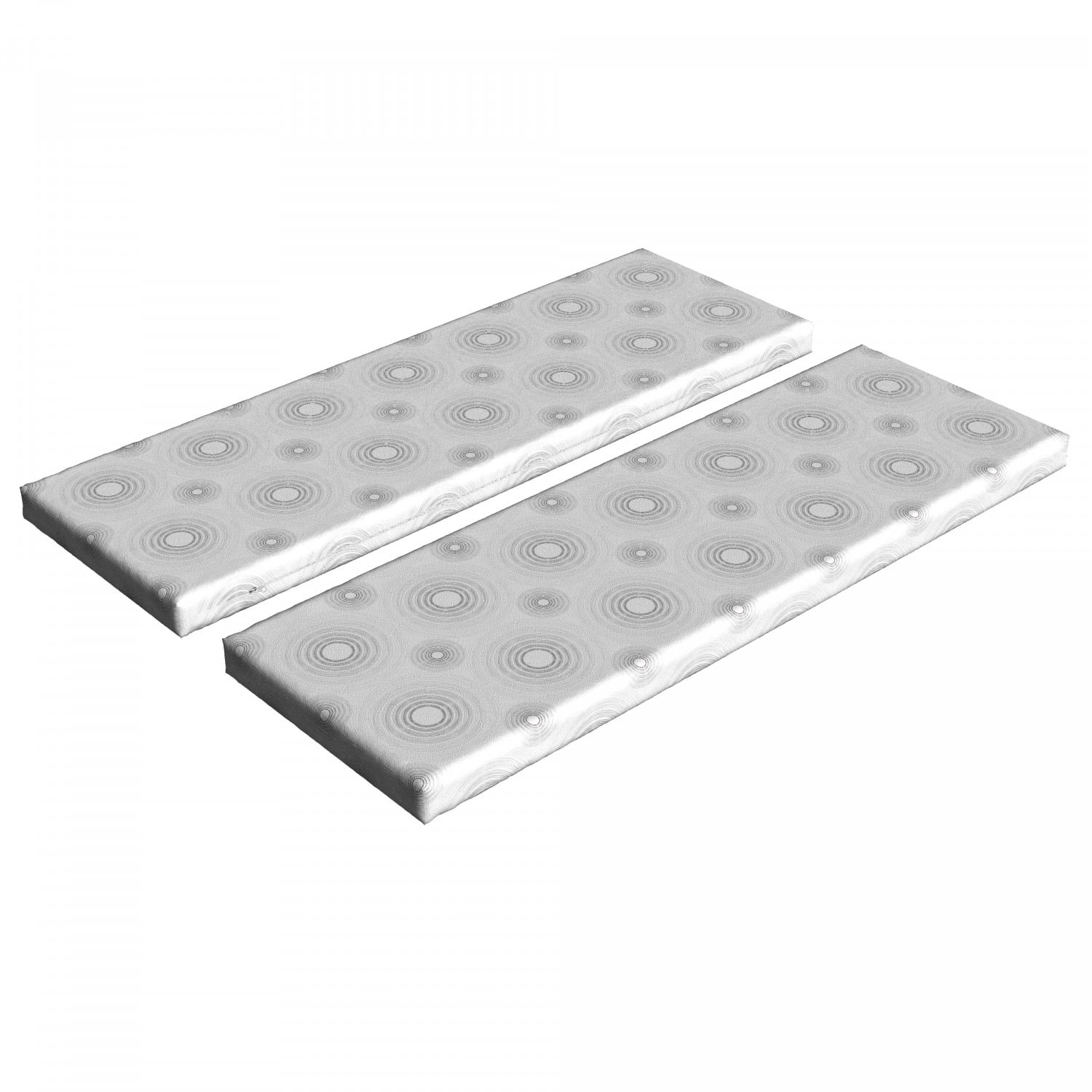 Grey Bench Cushion Set of 2, Spiral Contoured Diagonal Circular Small