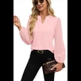 thumbnail image 3 of Blusas Elegantes e Informales para Mujer, con Mangas Largas Transparentes y Cuello en V, Holgadas y Vaporosas de para el Trabajo y la Oficina. Rosa XL, 3 of 9