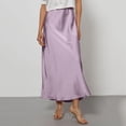 thumbnail image 2 of WULMLEO Women's Satin High Waisted Maxi Skirts Silk Elegant A Line Long Skirt Summer Fall Cocktail Party Wedding Flowy Skirts Light Purple M, 2 of 4