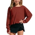 thumbnail image 3 of Girls Clothes Size 10 12 Girls Long Sleeve Shirts Teen Youth Girls Back Cutout Lace Detail Cropped Top, Loose Fit Casual Daily Blouse Back To School Clothes, 3 of 9