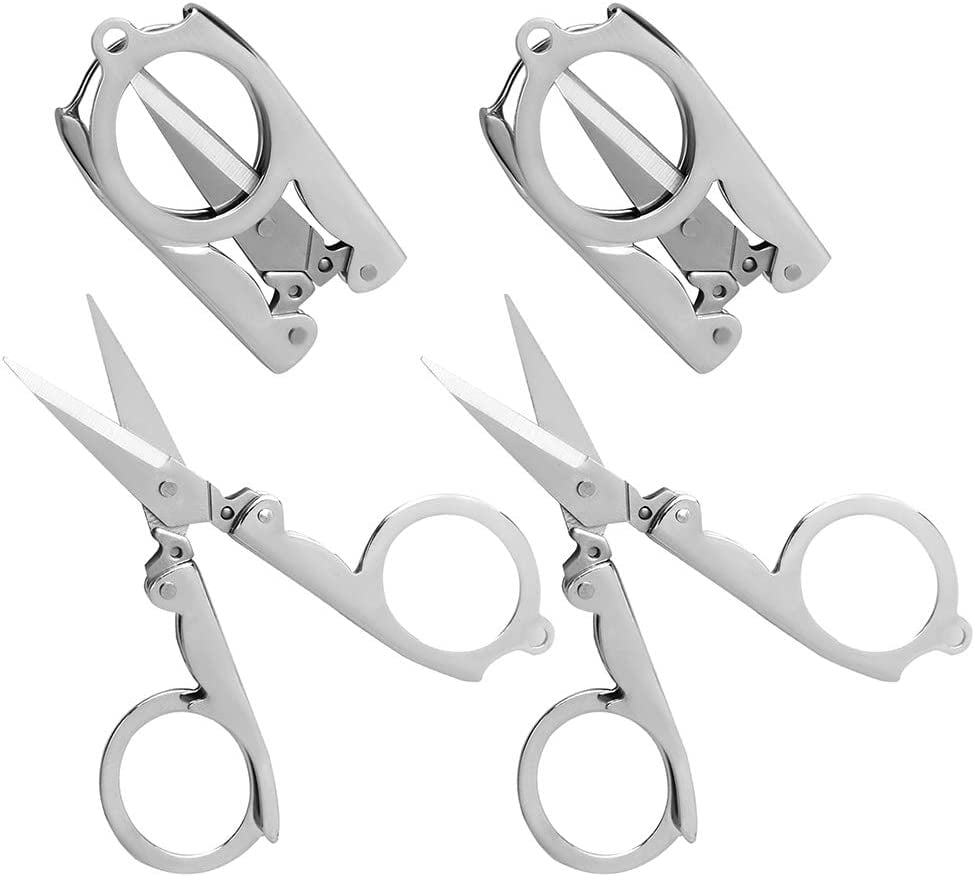 Folding Scissors, 4Pcs Stainless Steel Small Scissors Pocket Portable Foldable Travel Scissors