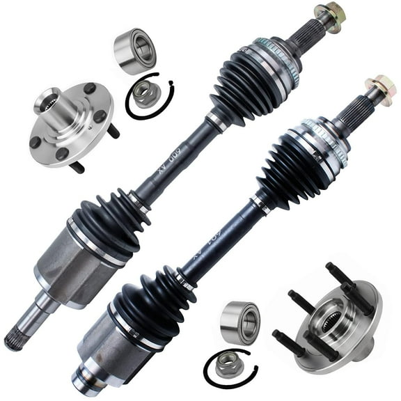 Detroit Axle - FWD Front CV Axles Shaft   Wheel Bearing Hubs Assembly Replacement for 2007-2010 Ford Edge Lincoln MKX - 4pc Set